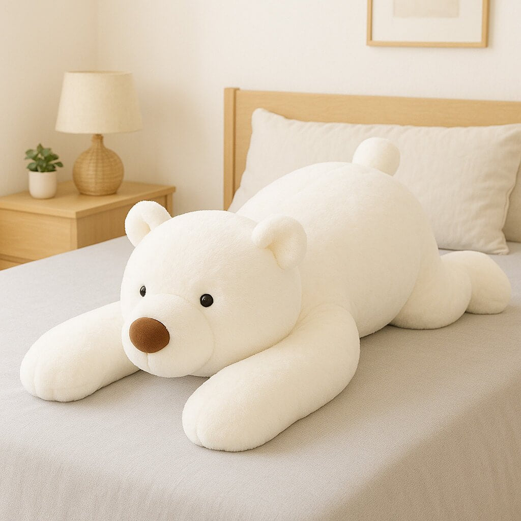 Gewichtetes Polarbär Kuscheltier zur Linderung von Angstzuständen und Schlafproblemen für Kinder und Erwachsene.